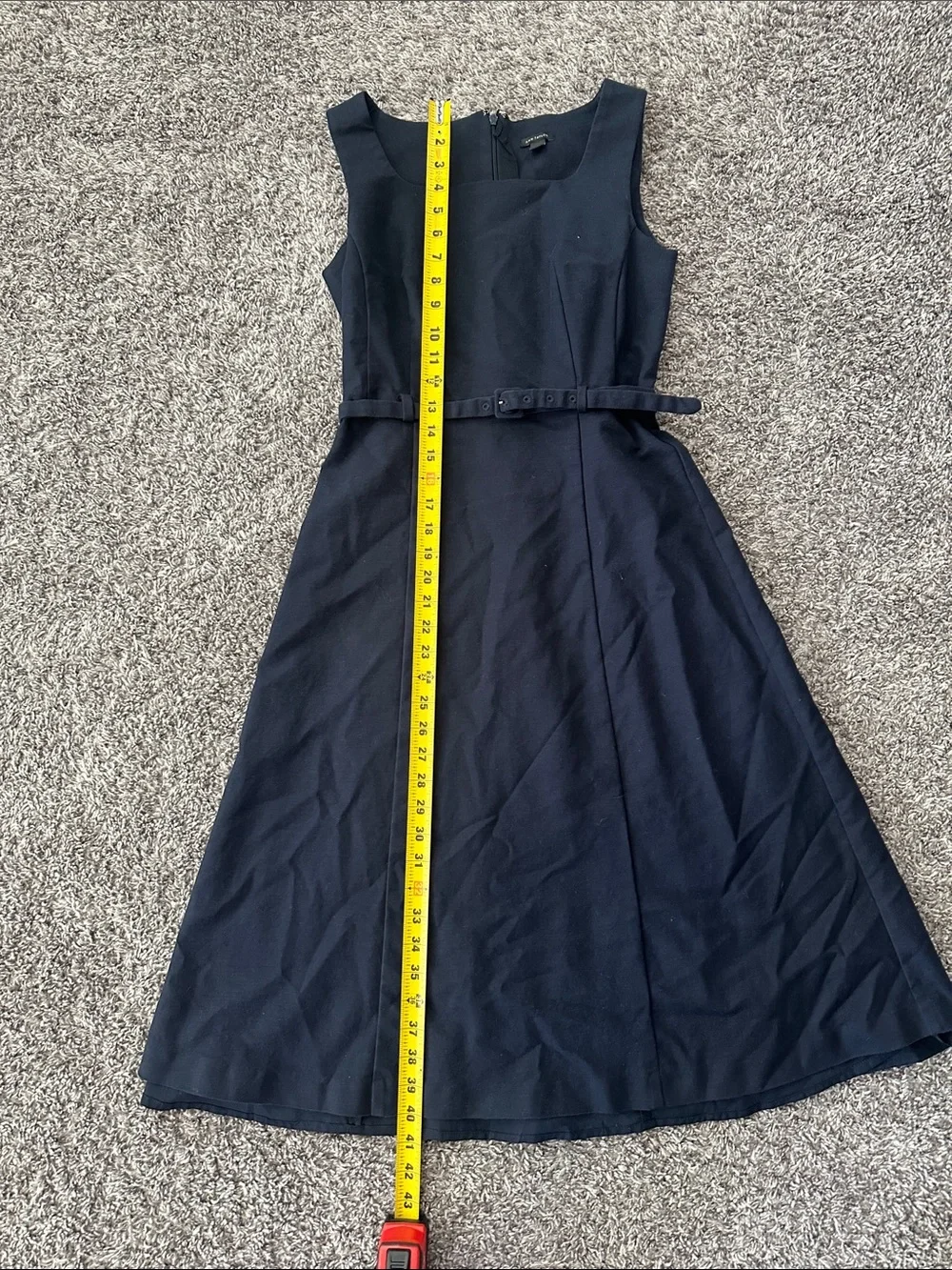 Ann Taylor Navy Sleeveless Belted Midi Dress - Picture 5 of 6